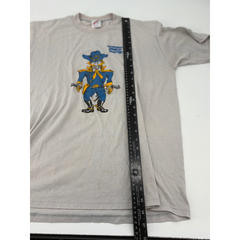 Jerzees Friendly Sons of Custer Graphic T-Shirt Vintage Large Gray Mens - Picture 4 of 8
